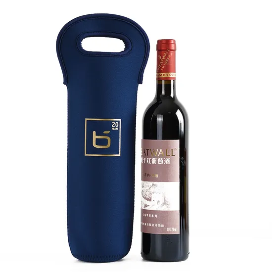 Sublimation Portable Wine Tote Holders Wine Bag Carriers Insulated Neoprene 750ml Wine Bottle Holder Cooler 
