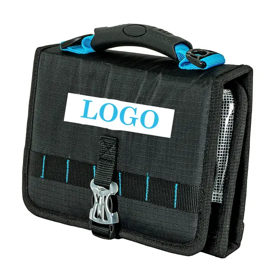 Waterproof Fishing Jig Bag Jig Storage Bag Fishing Lure Bag with 19 Pockets 