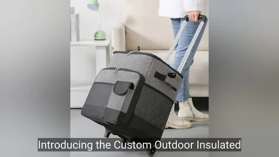 Custom Outdoor Insulated Waterproof Large Capacity Lightweight Picnic Bottle Cooler Bag with Pull Rod 