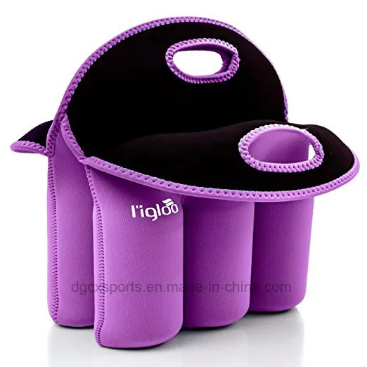 Promotional Gift 6 Pack Pink Wine Bottle Cooler Tote Bag Extra Thick Neoprene Beer Bottle/Can/Beverage Carrier/Can Cooler 