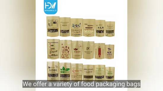 Wholesales Recycled Stand up Bag with Zipper Dry Food Packaging Brown Kraft Paper Bag with Matte Window 